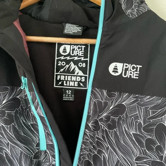 Ski snowboard Kids Black and Teal Jacket